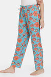 Zivame Blotched Bloom Woven Pyjama - Pool Blue — thumbnail 2